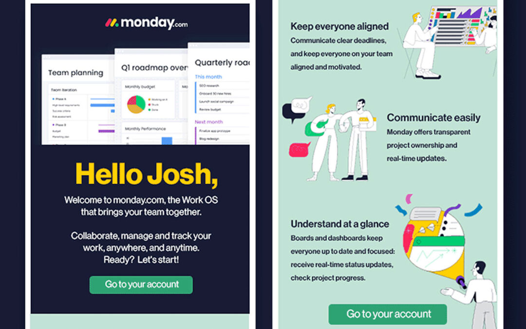 Email design and illustrations for SaaS onboarding campaign
