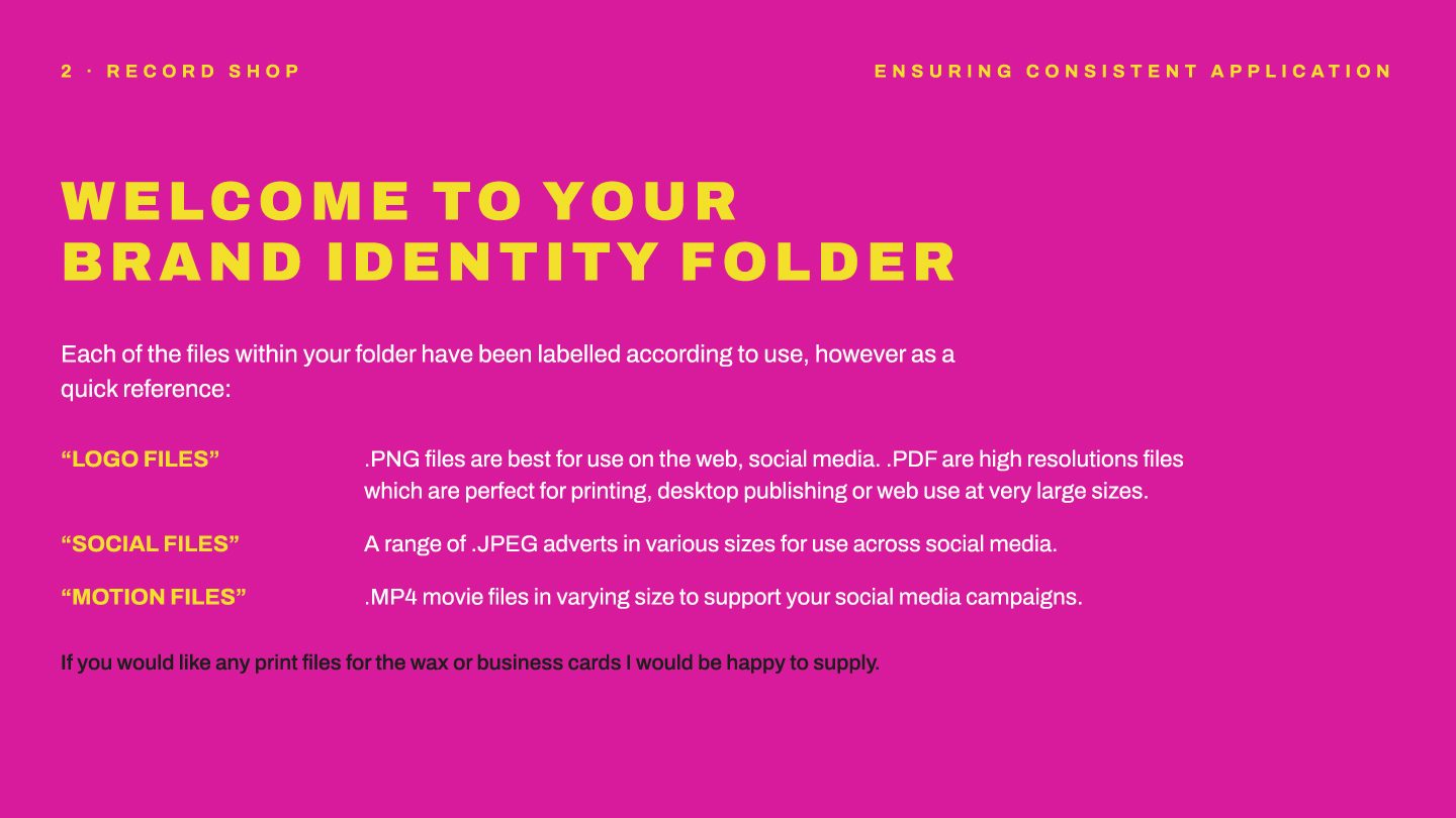 Page 2 of the NVV record store brand guidelines