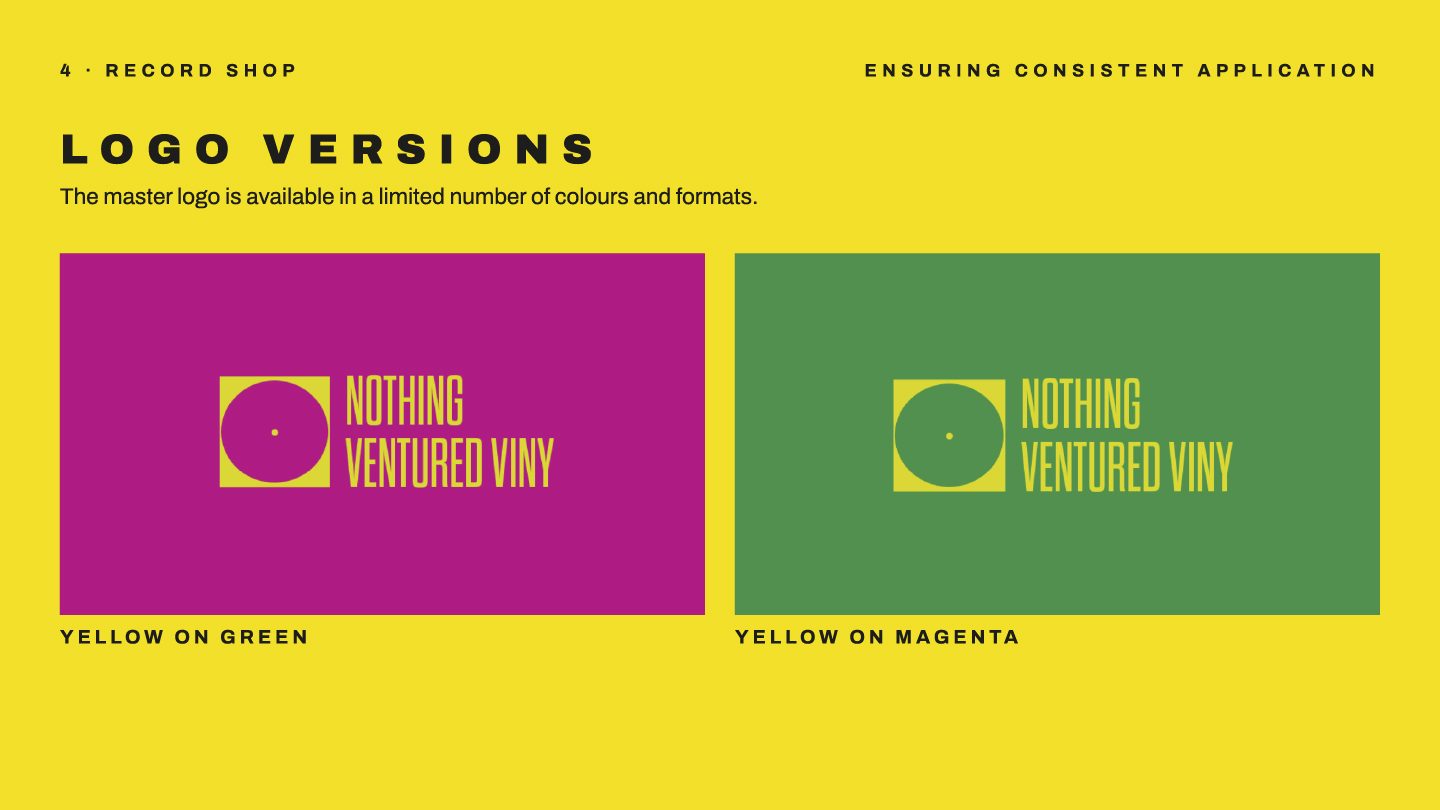 Page 4 of the NVV record store brand guidelines