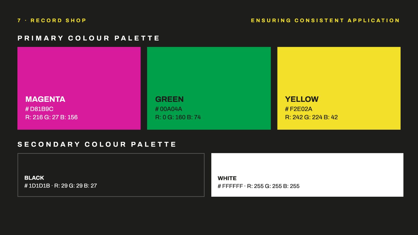 Page 7 of the NVV record store brand guidelines